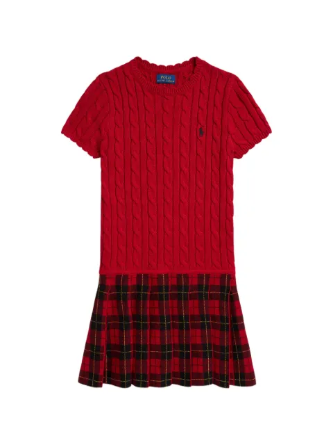 POLO RALPH LAUREN KIDS cable-knit tartan-skirt dress