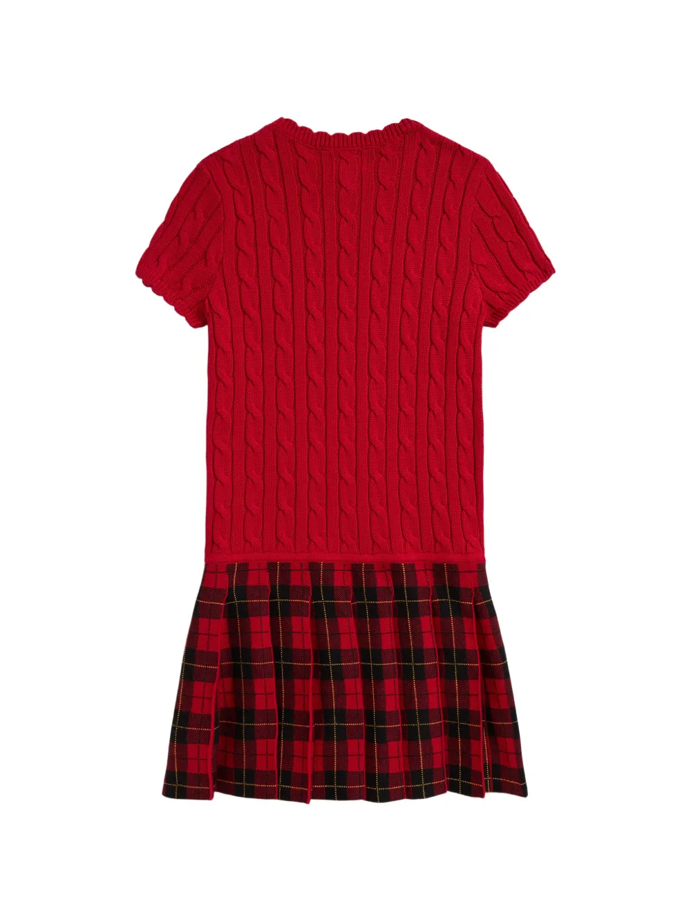 POLO RALPH LAUREN KIDS cable-knit tartan-skirt dress Rood