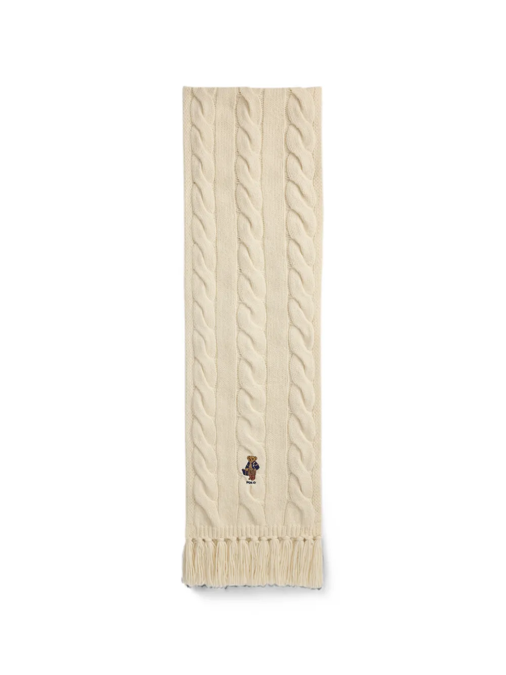 Polo Ralph Lauren Gestrickter Schal mit Polo Bear - Weiß