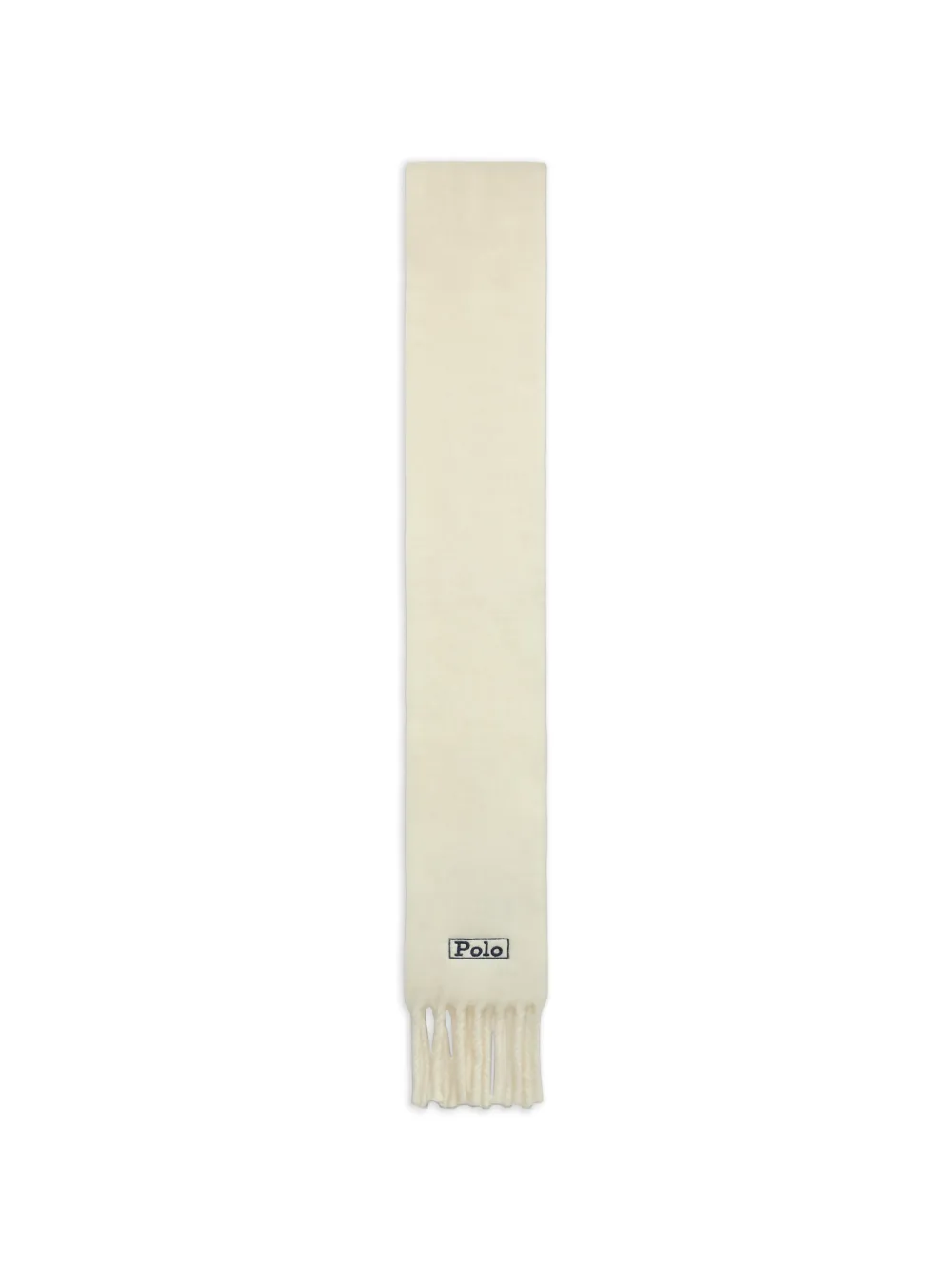 Polo Ralph Lauren Sciarpa con logo ricamato e frange - Bianco