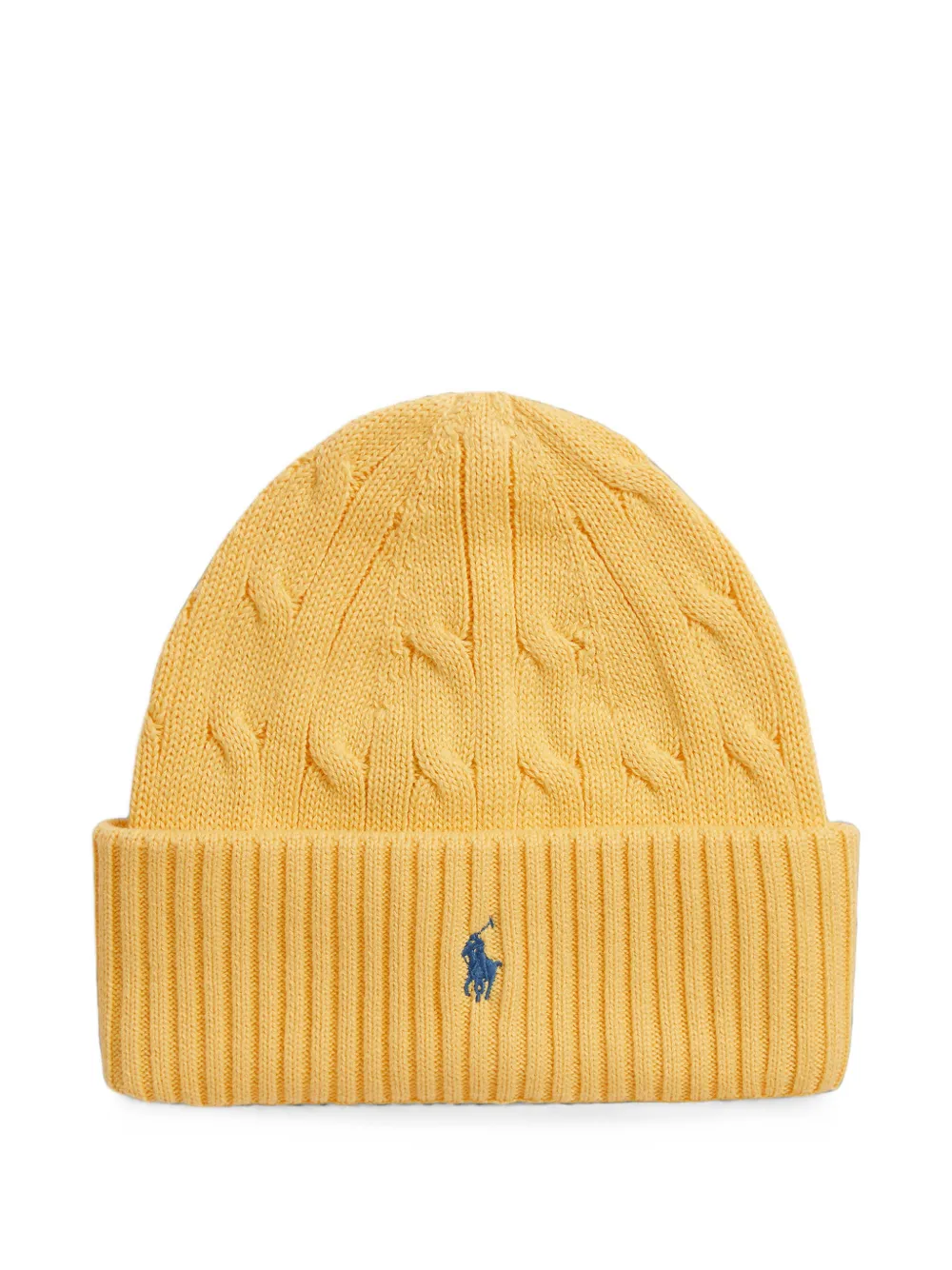 POLO RALPH LAUREN KIDS bonnet en maille torsadée - Jaune POLO RALPH LAUREN KIDS bonnet en maille torsadée - Jaune