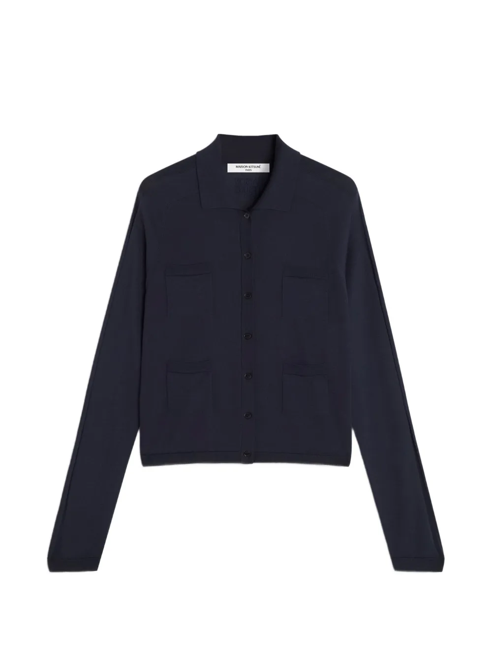 Maison Kitsuné logo-embroidered pocket-detail cardigan - Blu