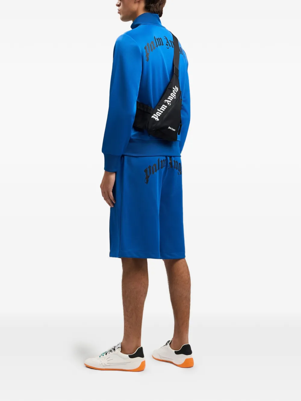 Palm Angels logo-print curved backpack - Nero