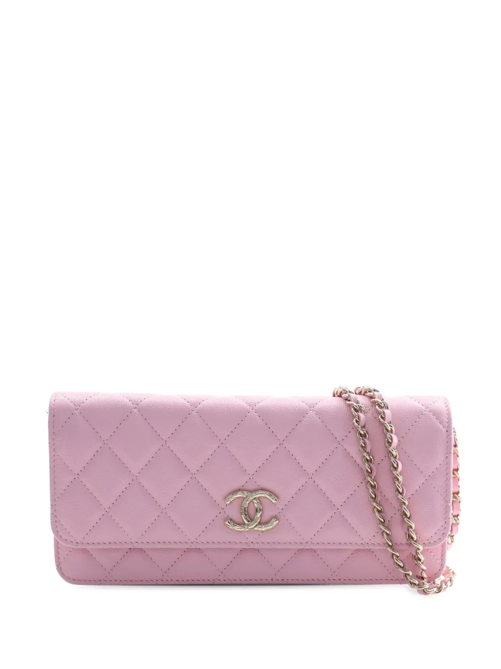 CHANEL Pre-Owned 2021-2026 CC Quilted Caviar East West Clutch On Chain crossbody bag - Rosa