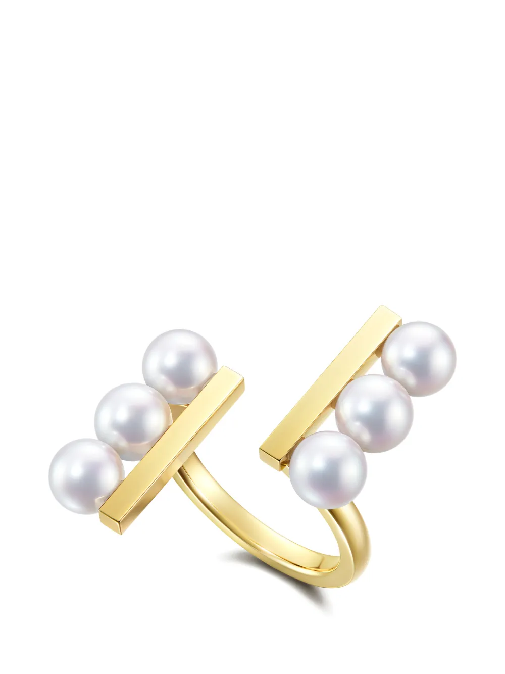  Tasaki Anillo Balance Parallel Neo Con Perla - Dorado 