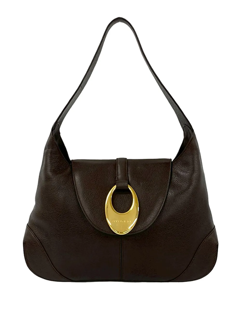 Bvlgari Pre-Owned 2000-2025 Leather Front Ring Hobo shoulder bag - Marrone