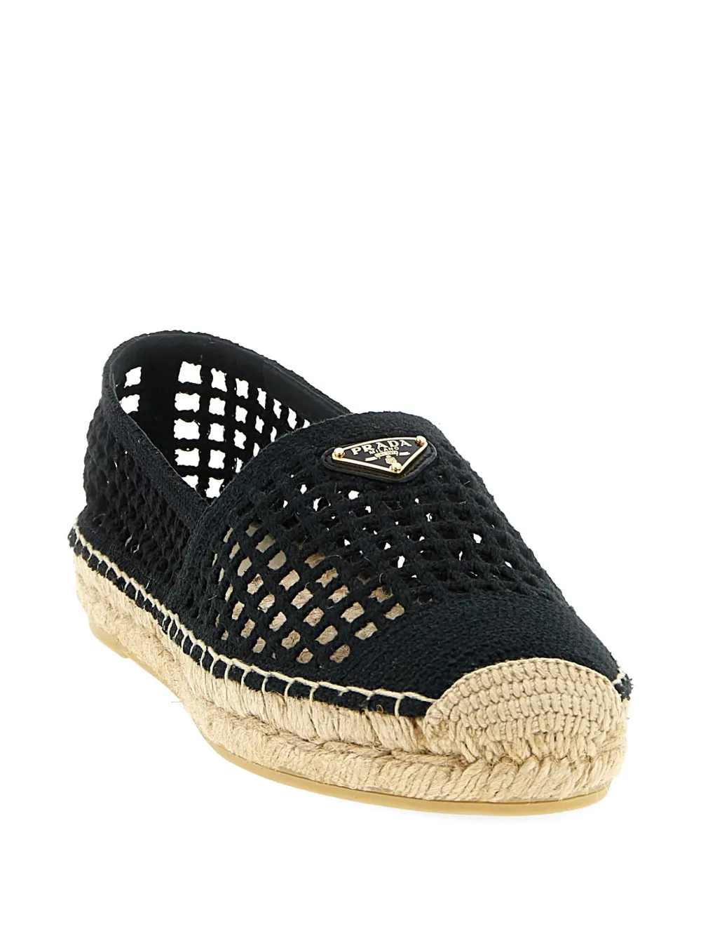 Prada crochet-knit espadrilles Zwart