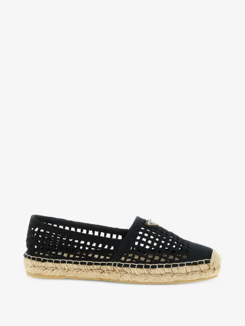 Prada crochet-knit logo-plaque espadrilles