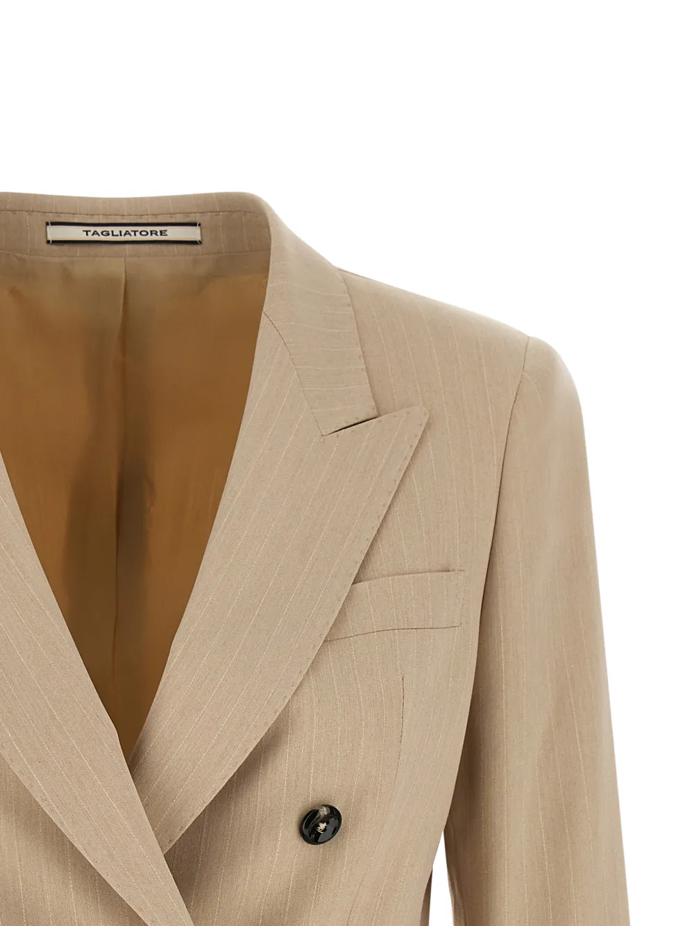 Tagliatore Blazer met krijtstreep en dubbele rij knopen Beige