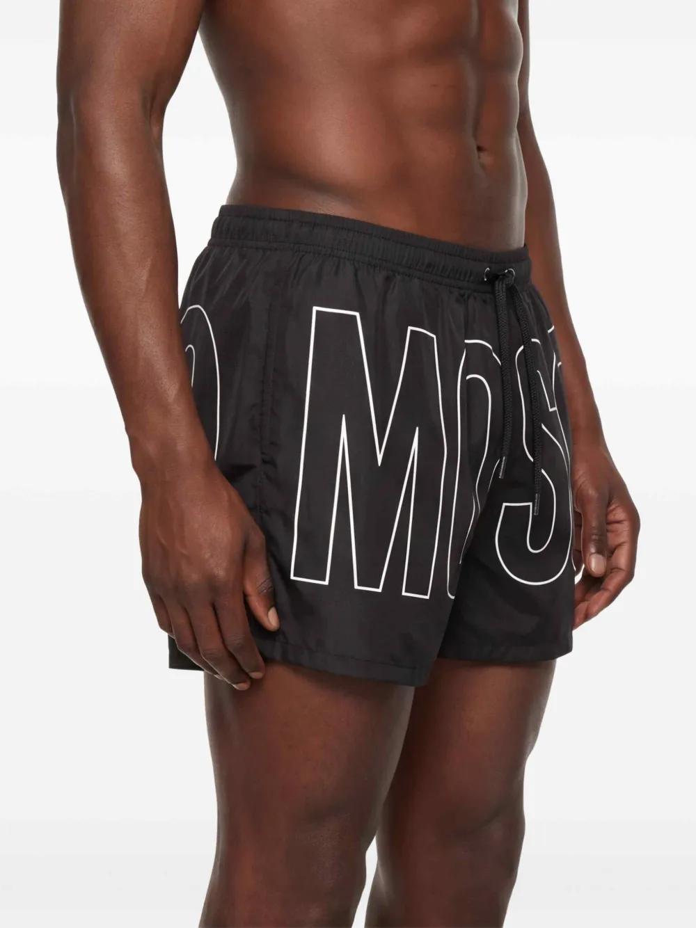 Moschino Zwembroek met logoprint en trekkoord Zwart
