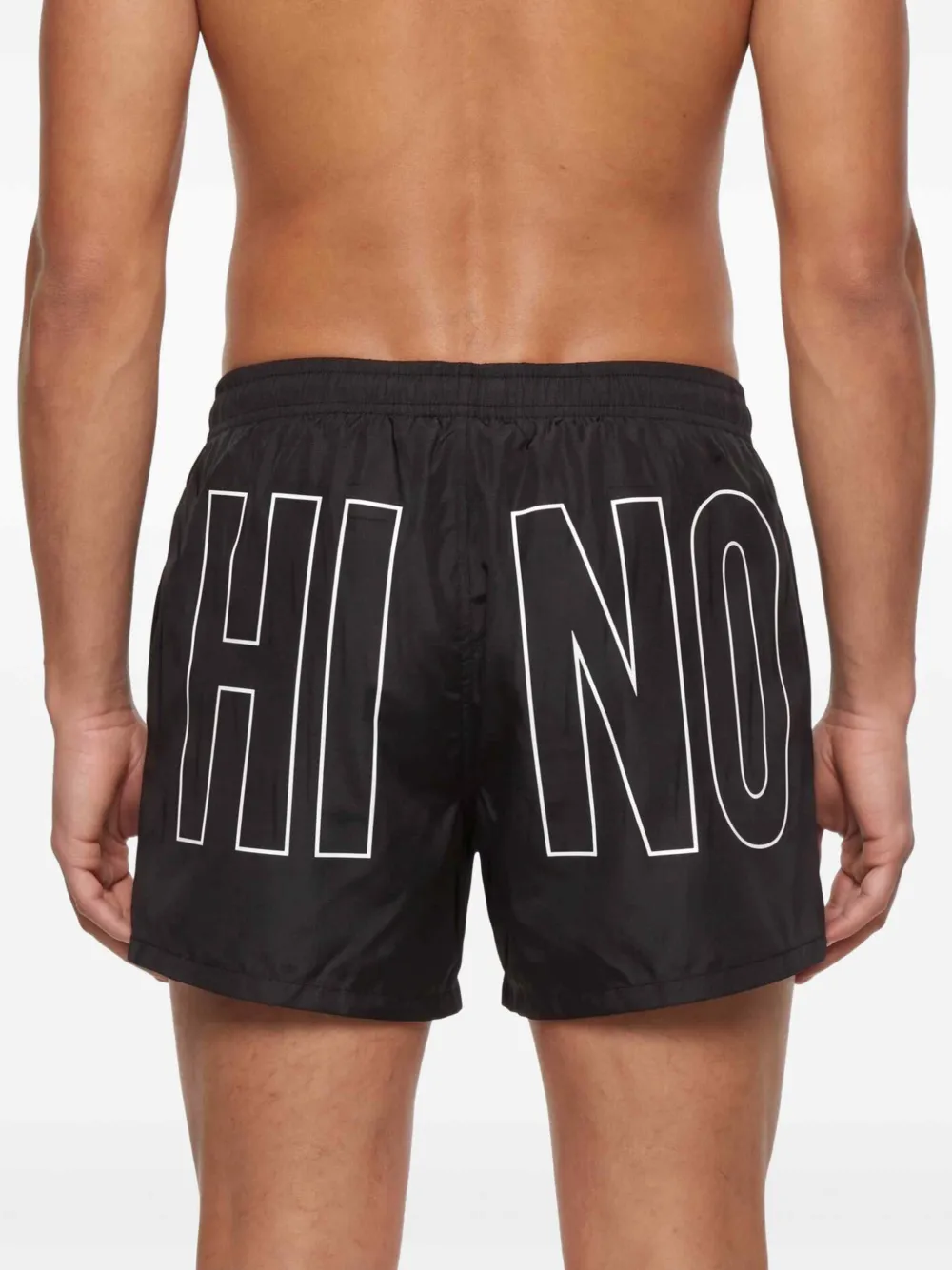 Moschino Zwembroek met logoprint en trekkoord Zwart