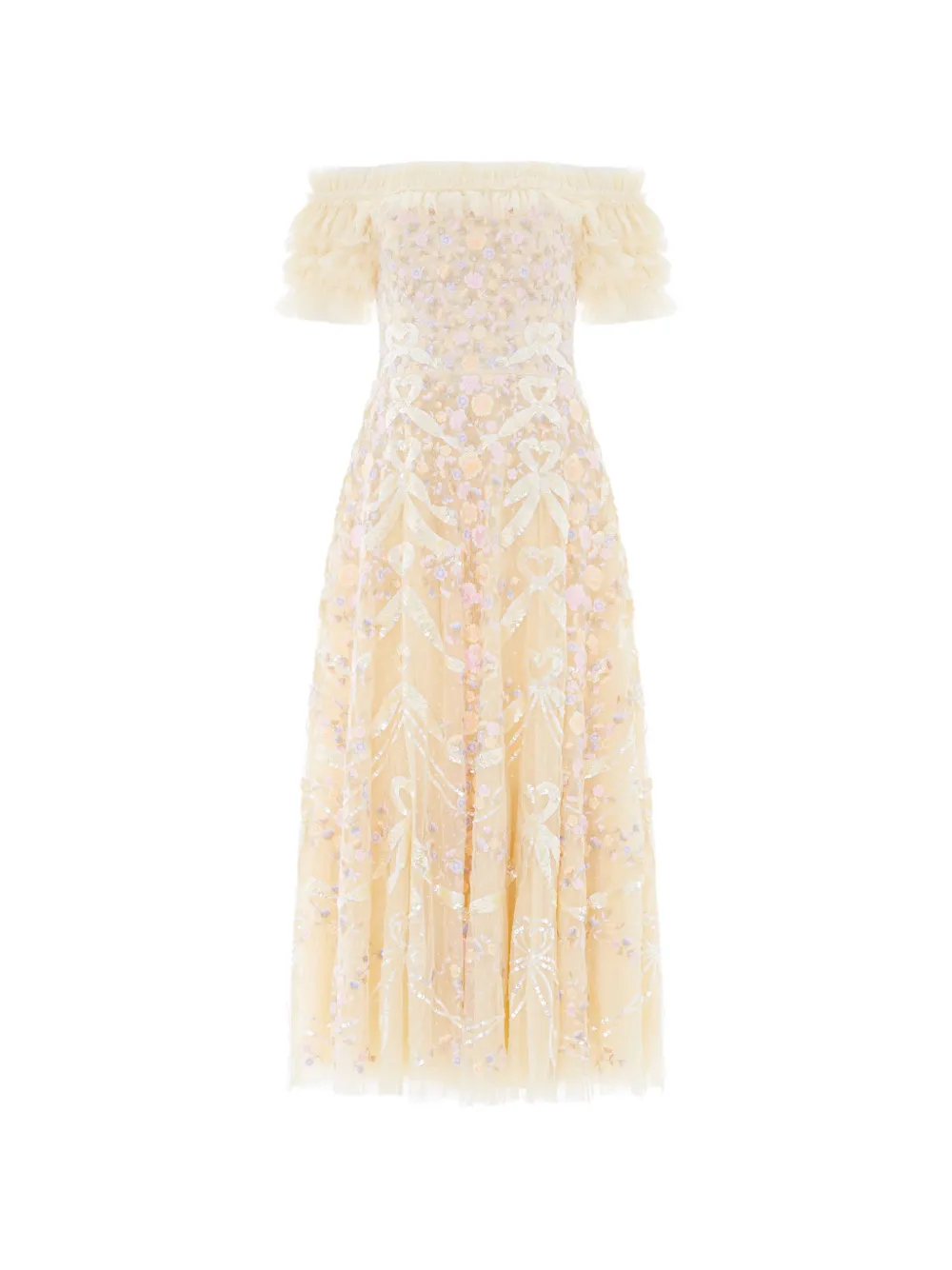 Needle & Thread Ribbon Heart Sequin-embellished Maxi Dress In Yellow