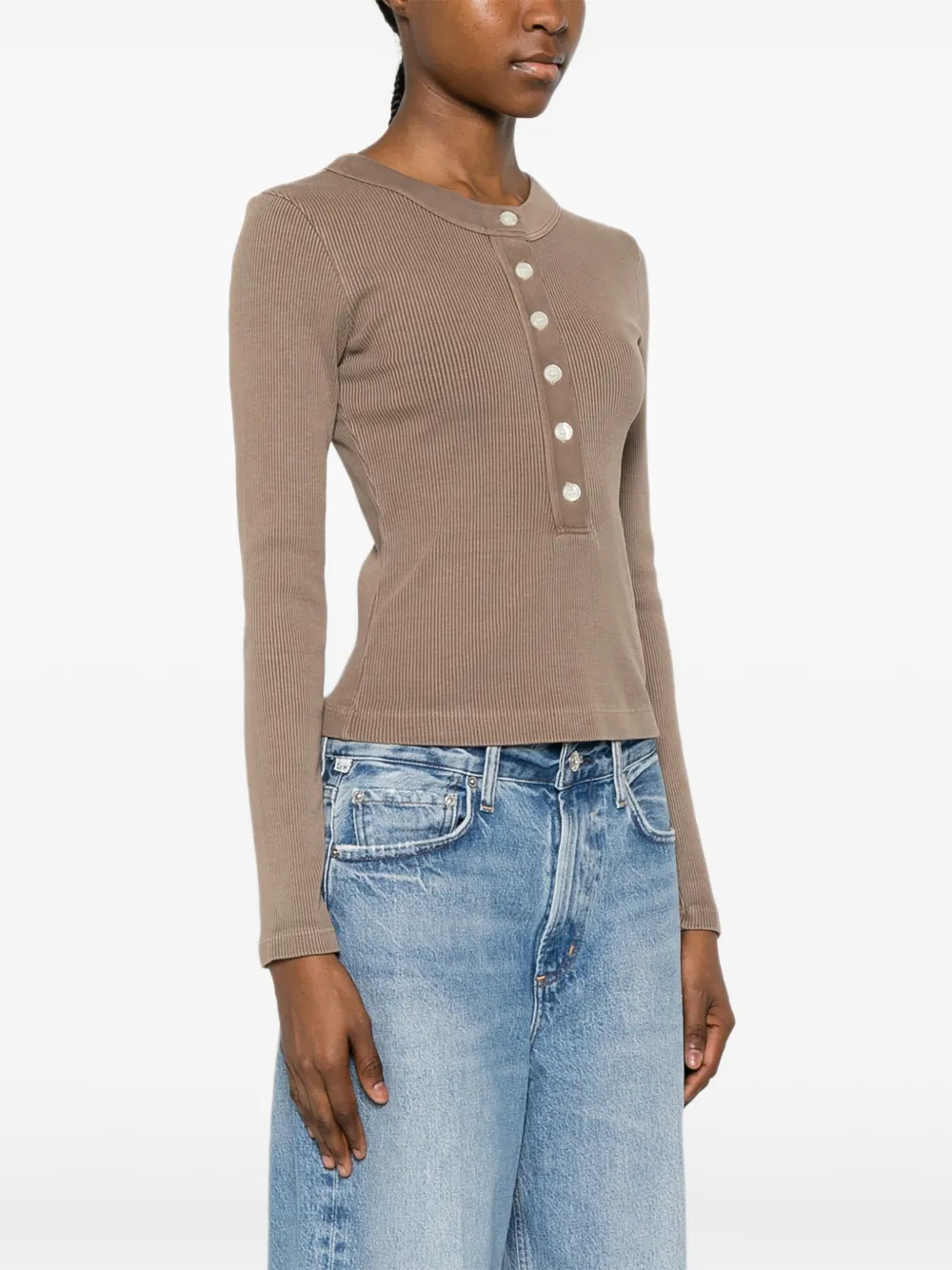 Citizens of Humanity Varra Henley ribgebreide top Bruin