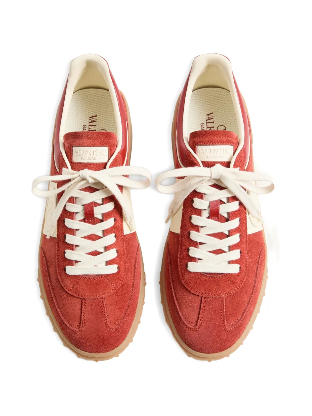 Valentino Garavani Upvillage low-top sneakers van splitleer en kalfsleer Rood