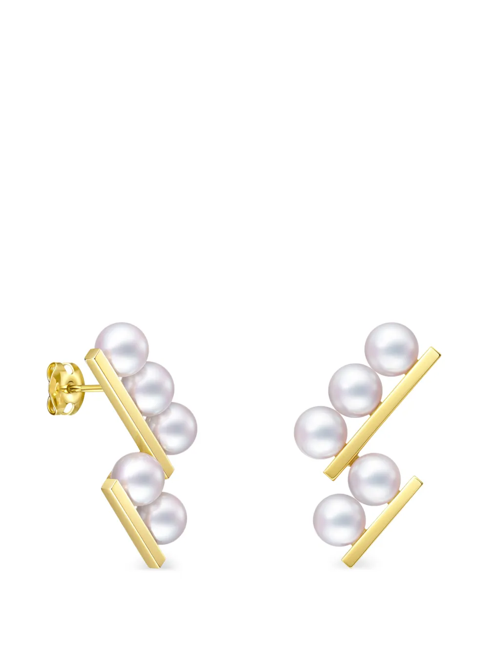  Tasaki Pendientes Balance Step Neo Con Perla - Dorado 