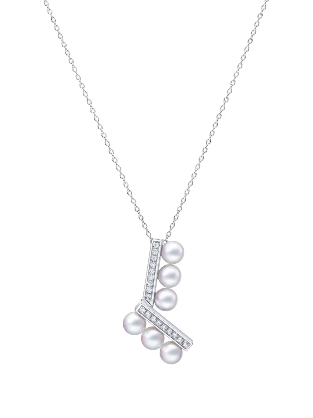 TASAKI Balance Arm Neo pearl and diamond necklace - Argento