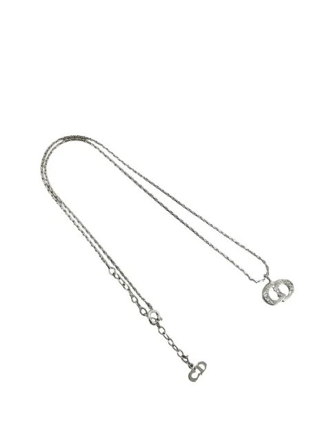 Christian Dior Pre-Owned 20th Century Brass and Strass CD Logo Pendant Necklace costume necklace