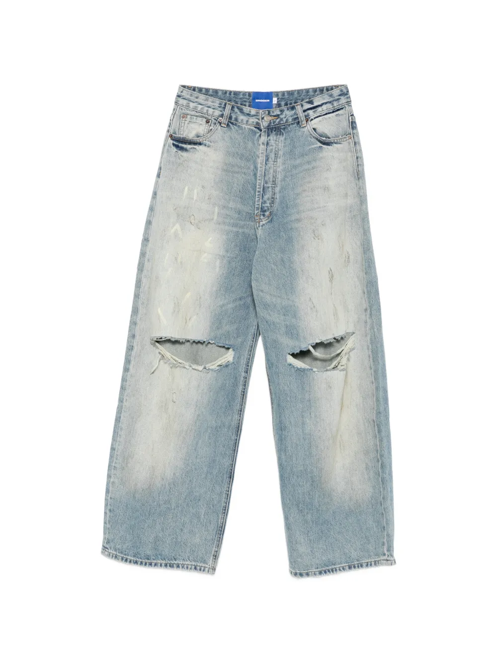 DAGGER distressed embroidered-logo jeans - Blu