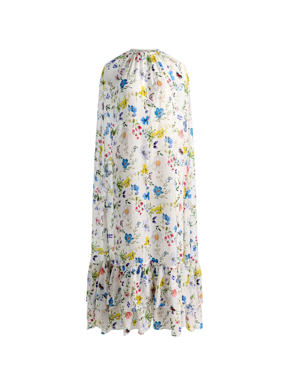alice + olivia Royal Maxi Cape – Twisting Vines Off White - Bianco