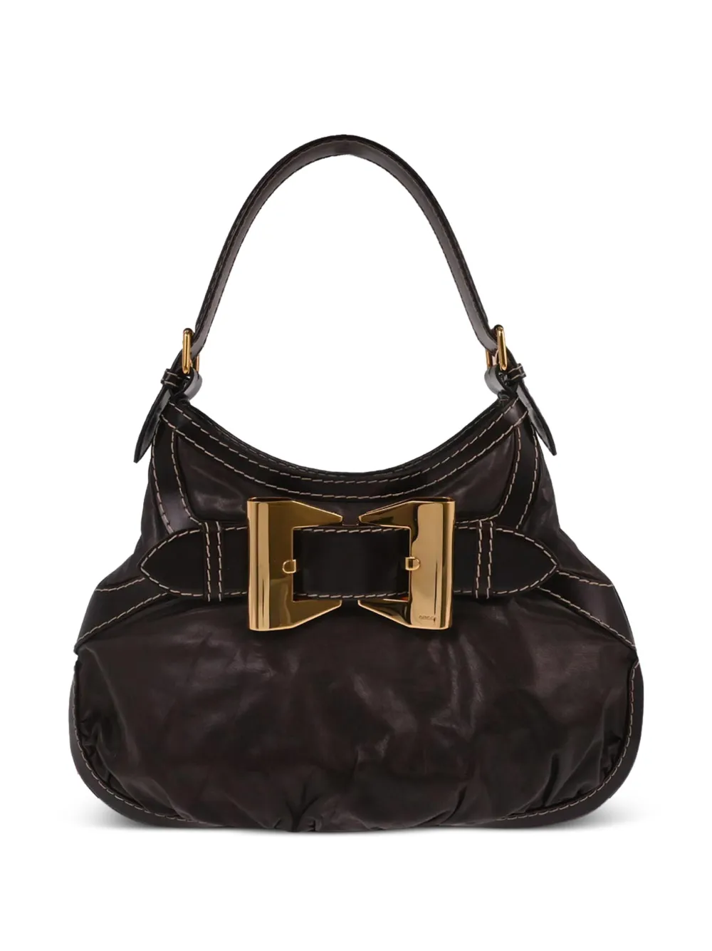 Gucci Pre-Owned 1990-2000s Queen buckle-detail leather handbag - Marrone