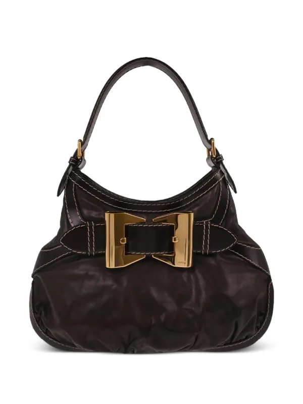 Gucci Pre-owned 1990-2000s Queen Buckle-detail Leather Handbag in Brown