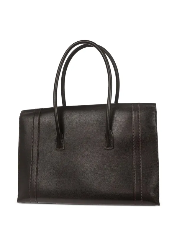 Hermès Pre-Owned 2002 Drag 32 Leather Handbag | Brown | FARFETCH