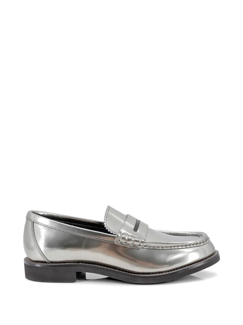 Brunello Cucinelli Monili-embellished leather loafers - Silber