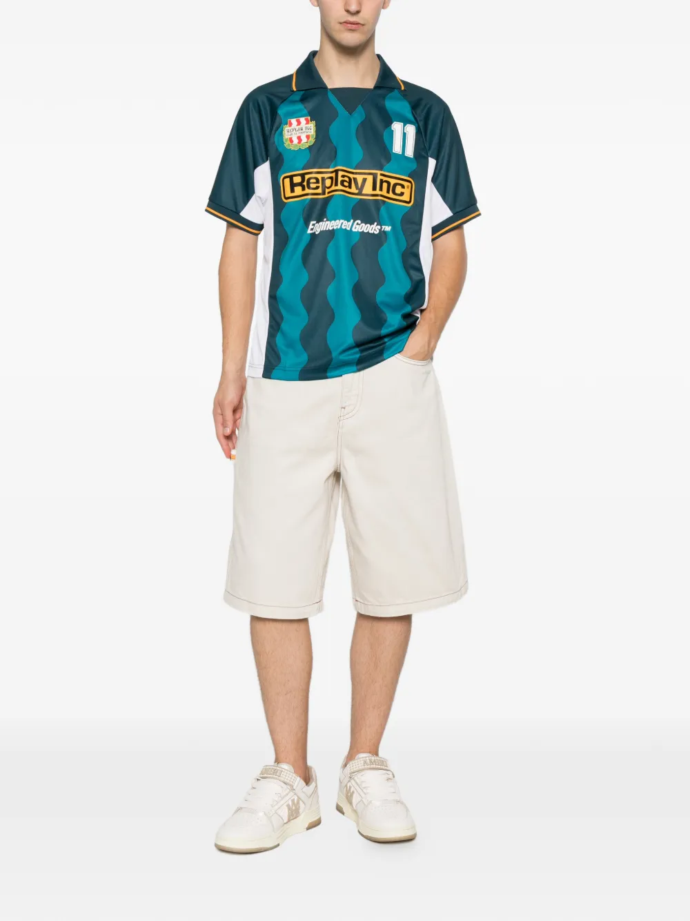 Replay Poloshirt met logoprint Blauw