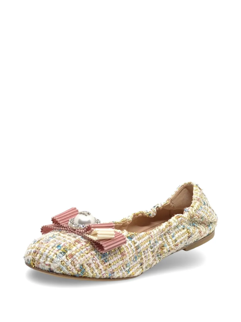Casadei bow-detail tweed ballet flats Beige
