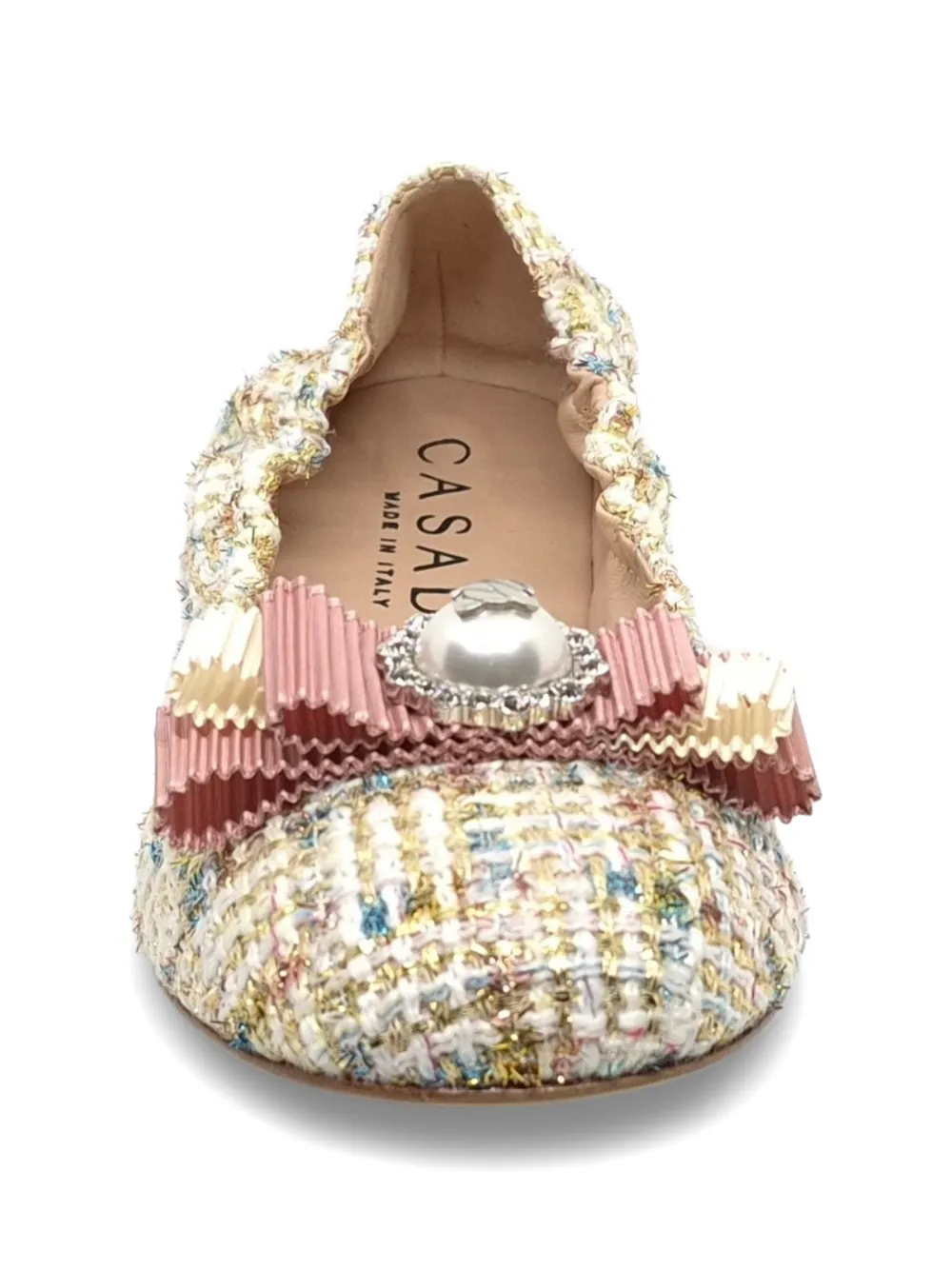 Casadei bow-detail tweed ballet flats Beige