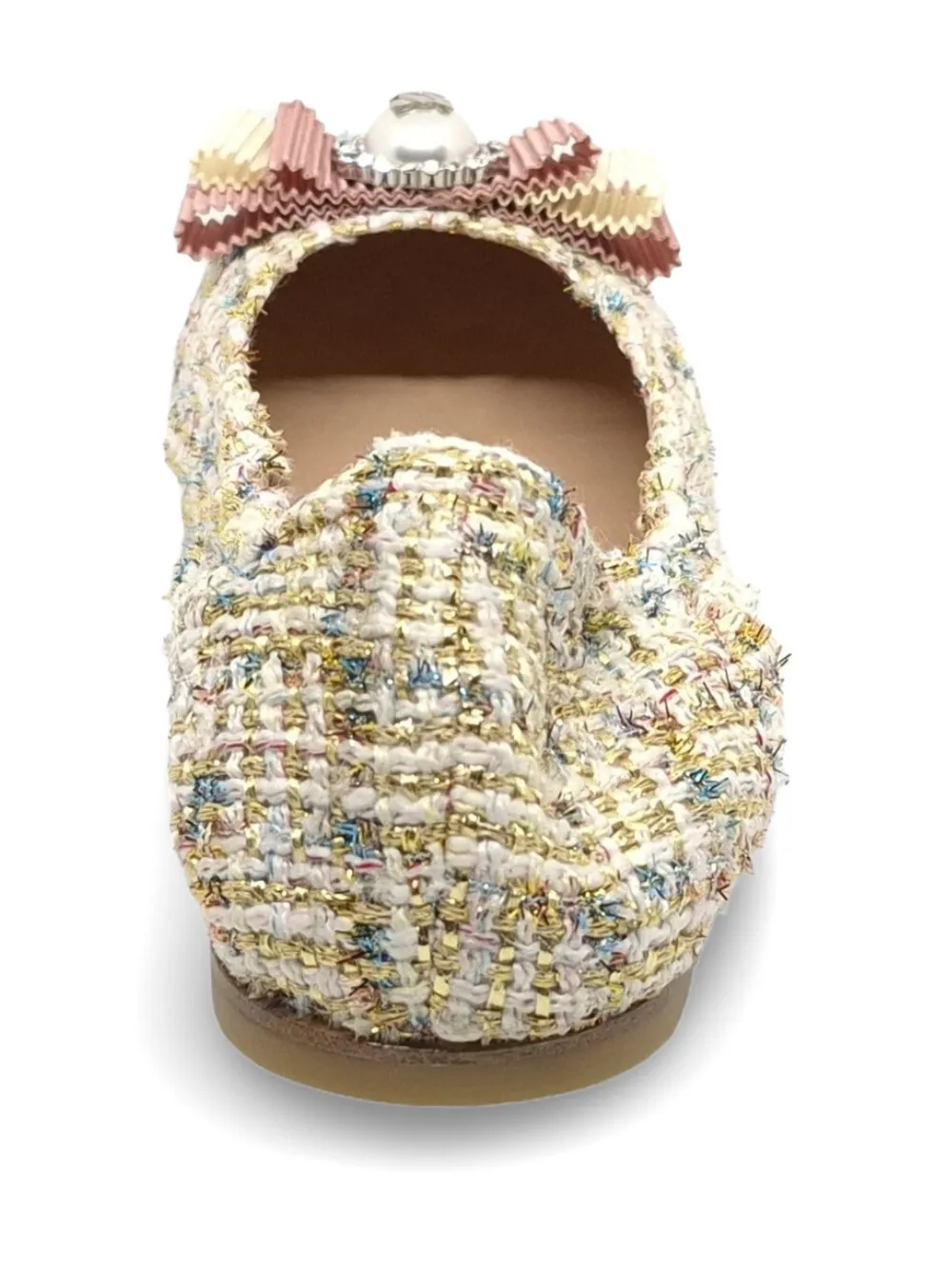 Casadei bow-detail tweed ballet flats Beige