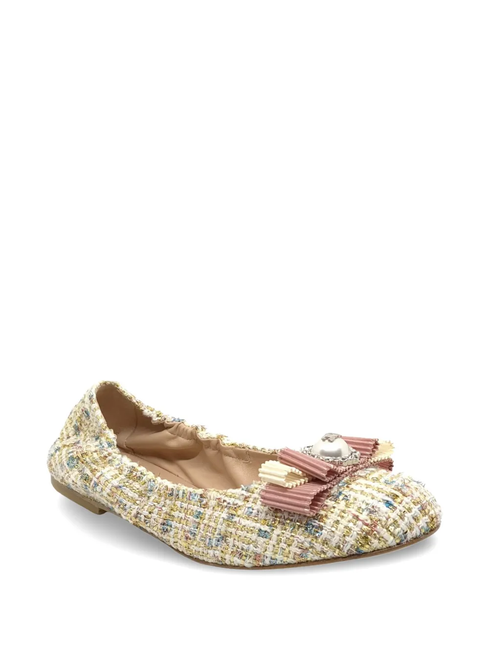 Casadei bow-detail tweed ballet flats Beige