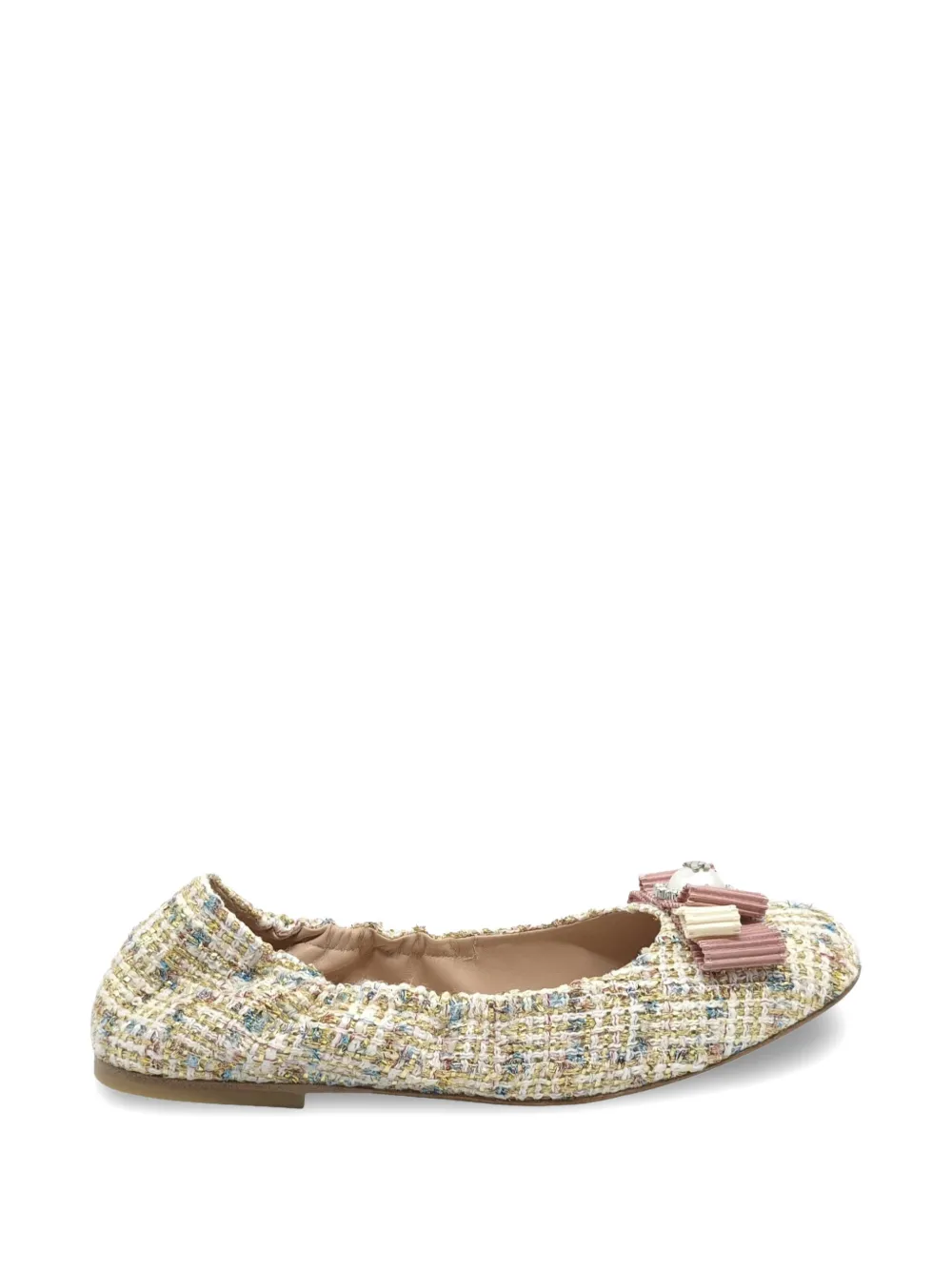 Casadei bow-detail tweed ballet flats - Toni neutri