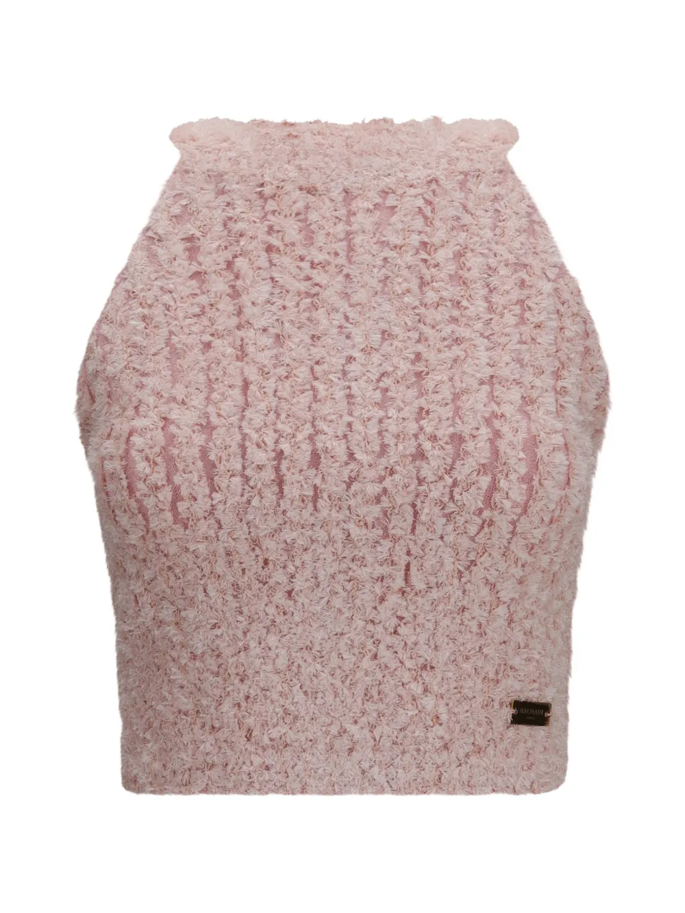 Balmain halterneck knit tweed top - Rosa