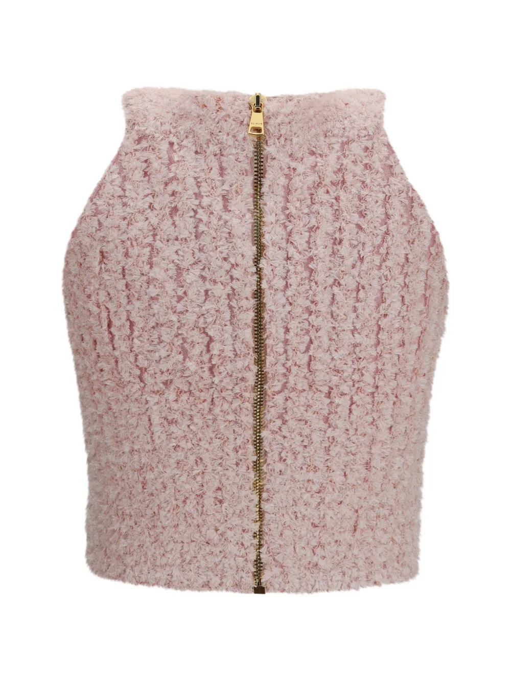  Balmain Haut Dos Nu En Tweed - Rose 