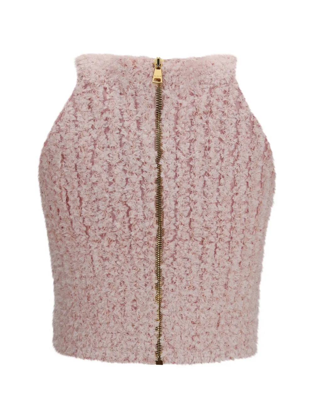  Balmain Haut Dos Nu En Tweed - Rose 