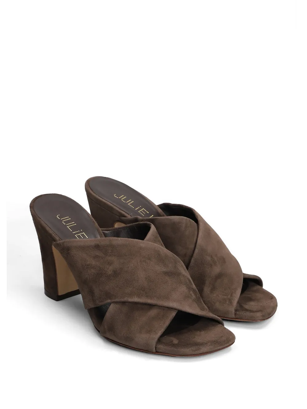 Julie Dee crossover-strap suede mules Bruin
