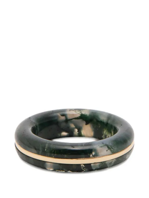 By Pariah Moss-agate Ring in Green