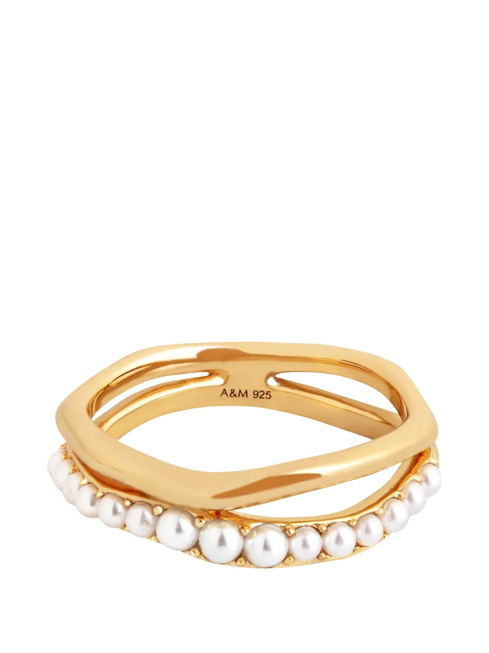 Astrid & Miyu Illusion pearl-embellished wavy ring - Oro