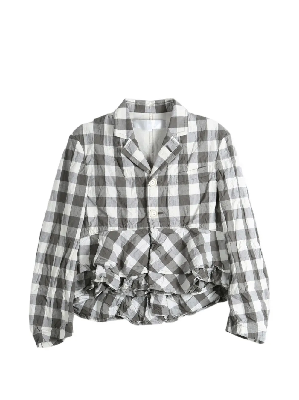 Comme des Garçons TAO gingham-check ruffled jacket - Grigio