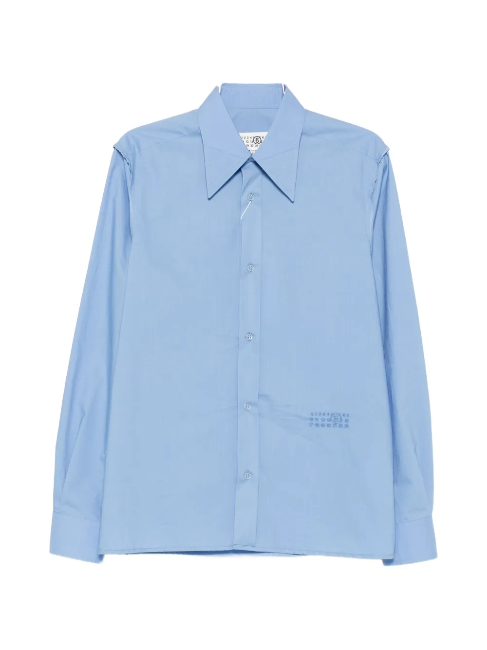 MM6 Maison Margiela Numeric-logo embroidered shirt - Blu