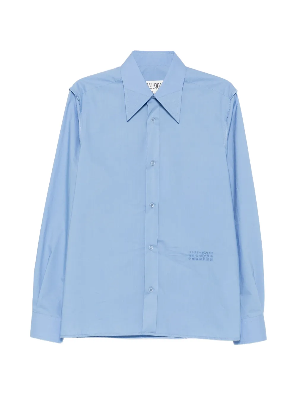 MM6 Maison Margiela Numeric-logo embroidered shirt - Blu