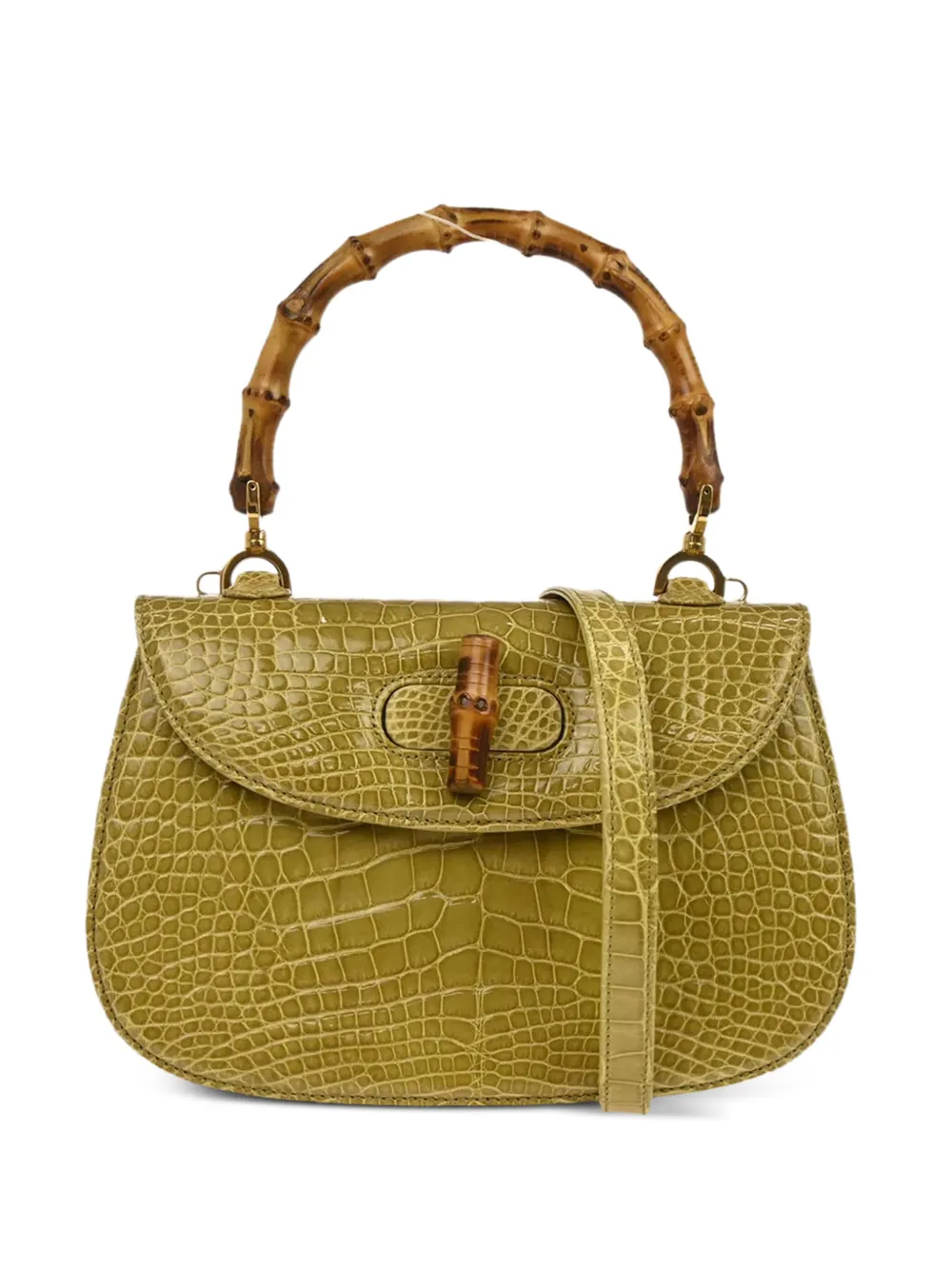 未使用　Gucci クロコダイルバッグ Gucci 1978 Crocodile and Suede Ring Bag with Lucite Handle