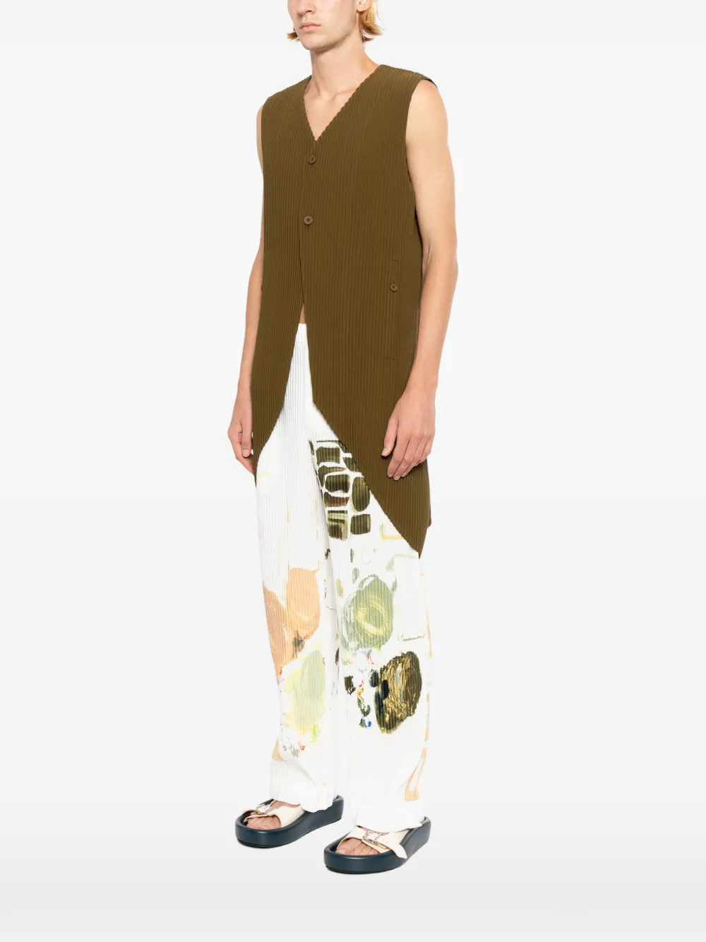 Homme Plissé Issey Miyake Geplooide spencer Groen