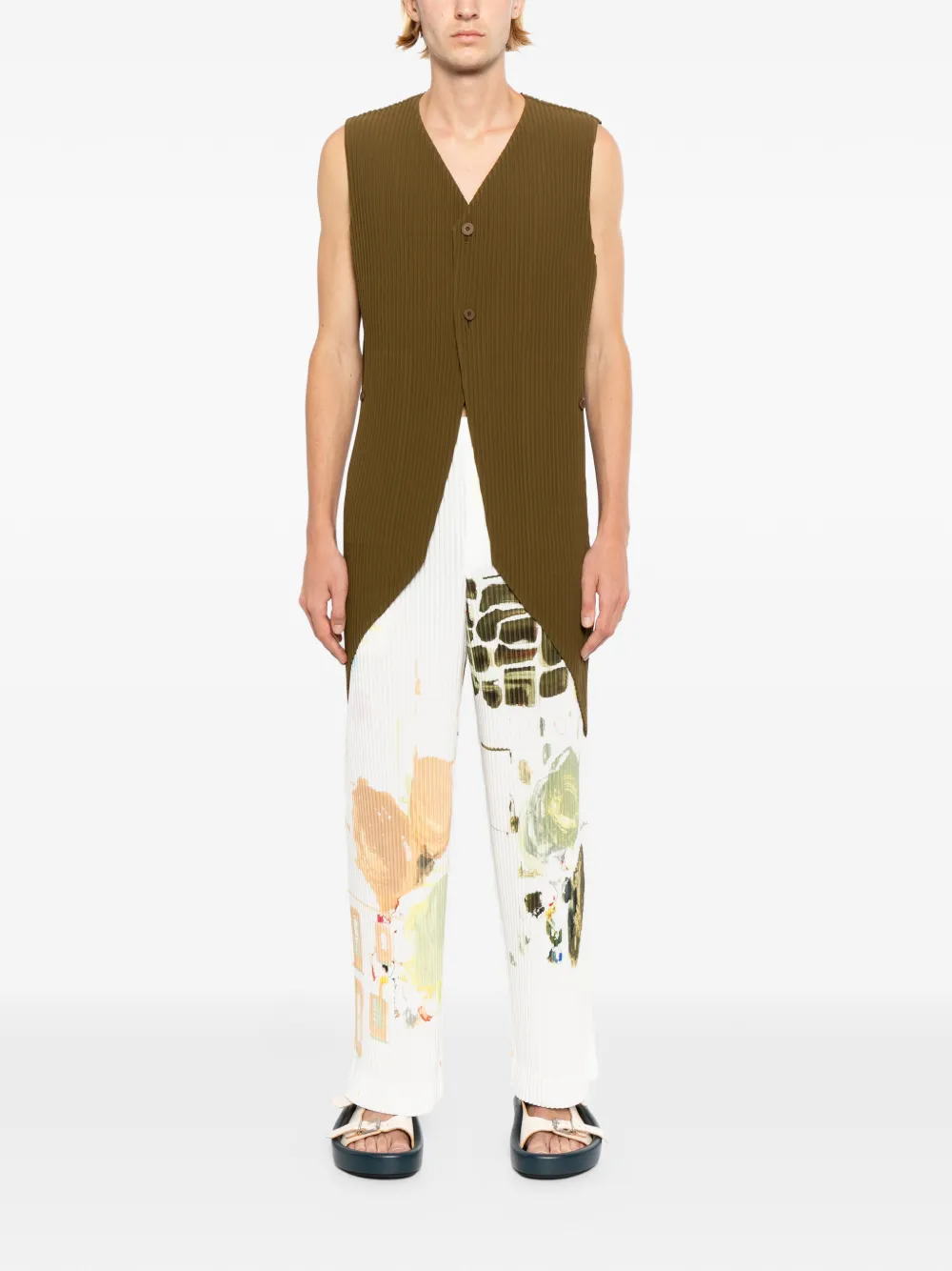Homme Plissé Issey Miyake Geplooide spencer Groen