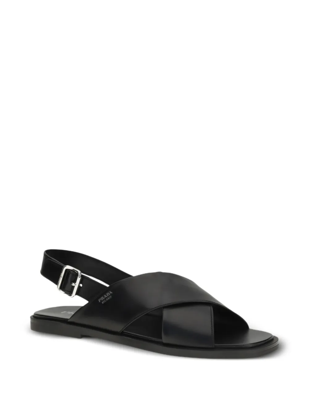 Prada Saffiano criss-cross sandals Zwart