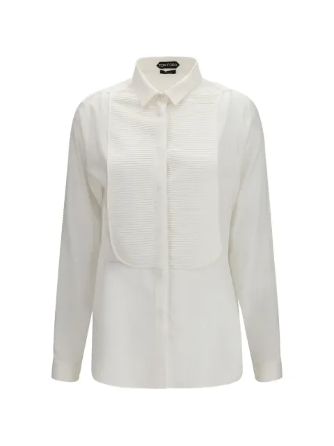 TOM FORD pleated-plastron silk shirt