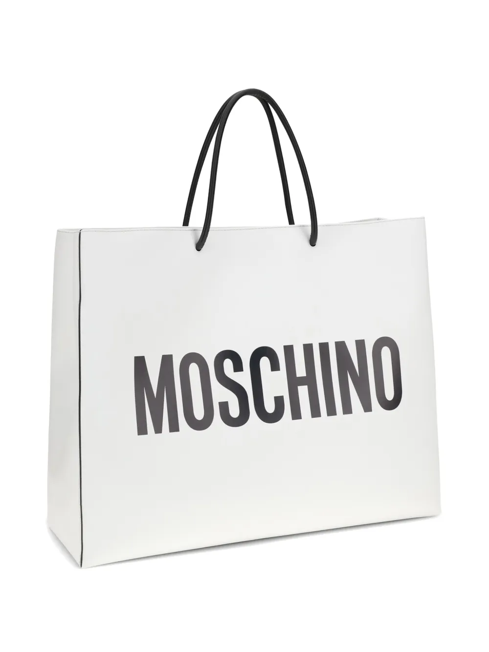 Moschino Leren shopper met logoprint Wit