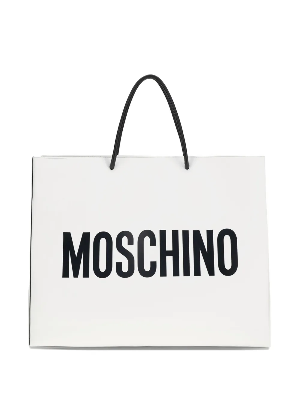 Moschino logo-print leather tote bag - Weiß