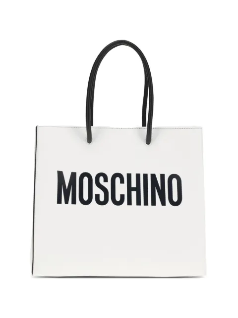 Moschino logo-print leather tote bag